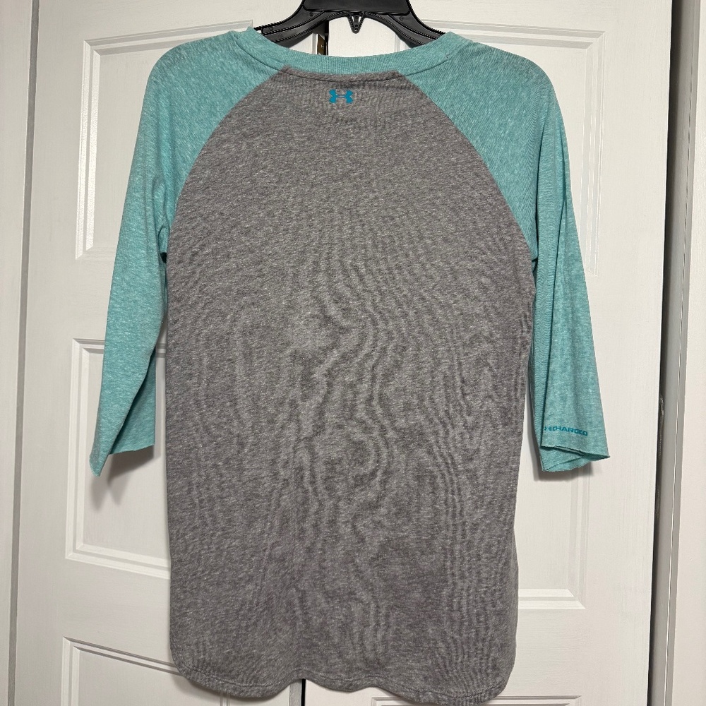 UA Womens Gray & Teal baseball tee